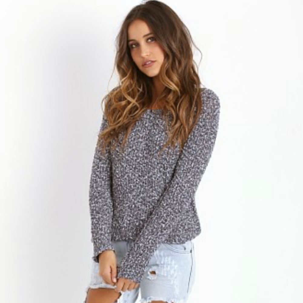 Free People Chunky Crochet Knit Sweater